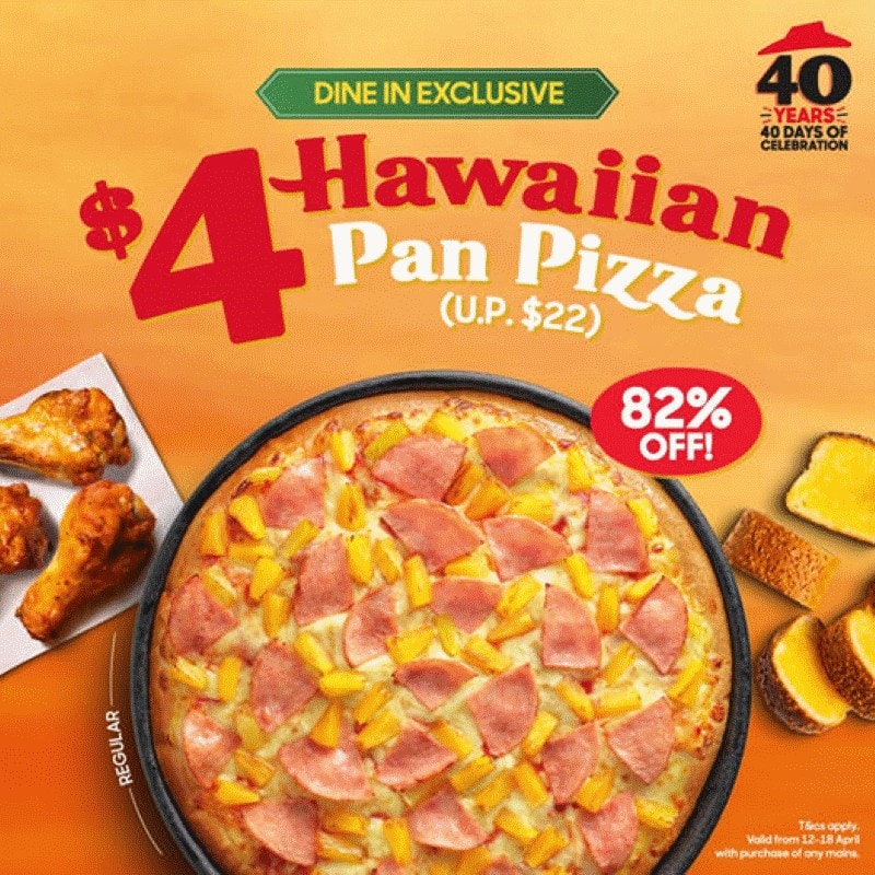 pizza hut $4 Hawaiian pizza 40th anniversary promo